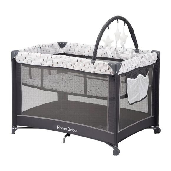 Babe Portable Playard,Sturdy Play Yard with Padded Mat and Toy bar - Picture 1 of 7